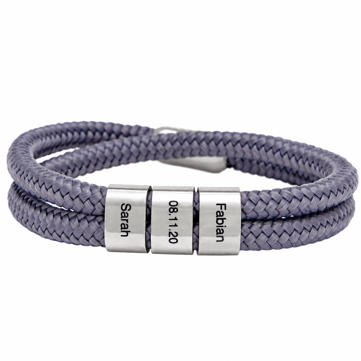 Blau Segeltau Armband mit Ringgravur - OTANTO