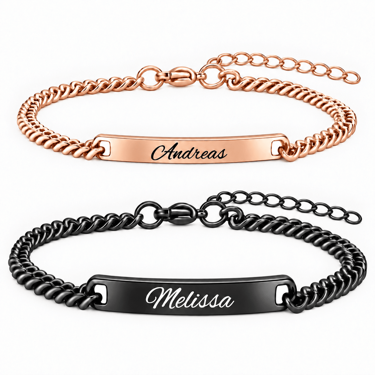 Schwarz Rose Partnerarmband mit Gravur - OTANTO