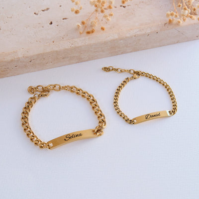 Silber Gold Partnerarmband mit Gravur