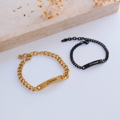 Silber Gold Partnerarmband mit Gravur