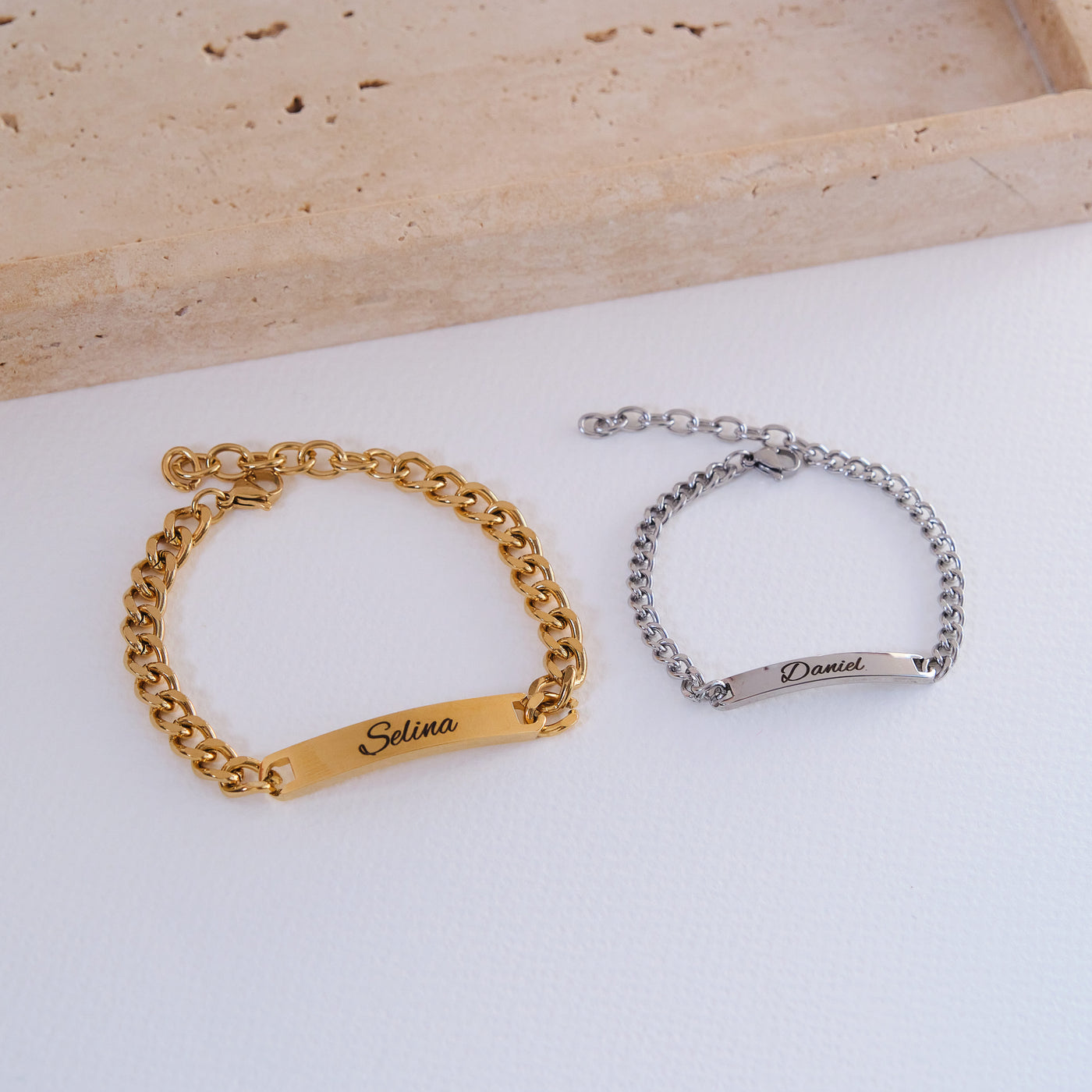 Silber Gold Partnerarmband mit Gravur
