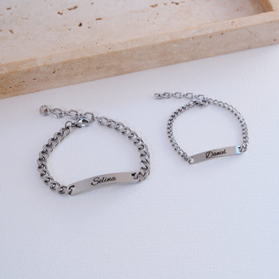 Silber Gold Partnerarmband mit Gravur