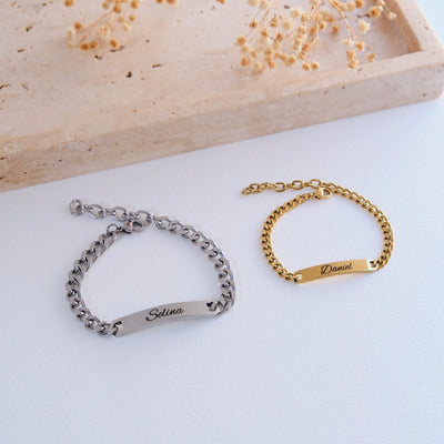 Silber Gold Partnerarmband mit Gravur