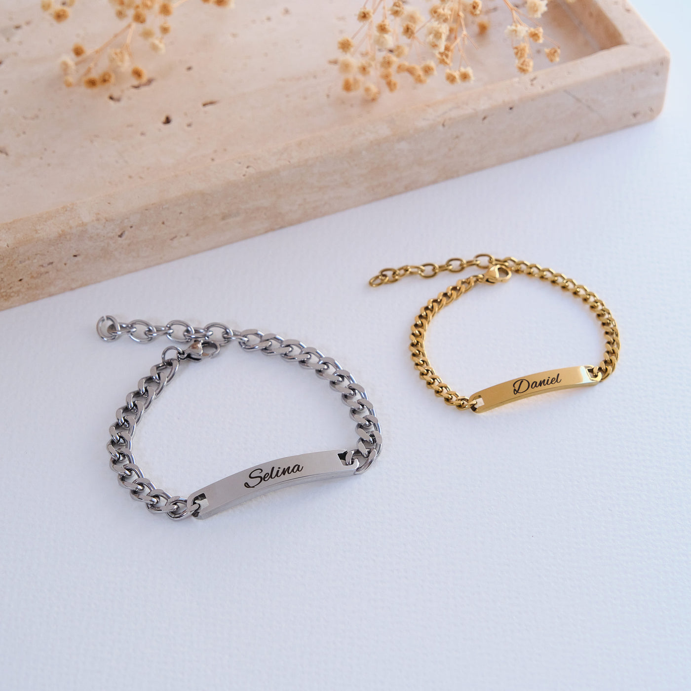Silber Gold Partnerarmband mit Gravur