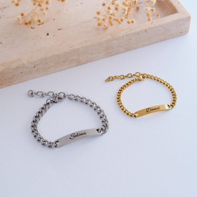 Silber Gold Partnerarmband mit Gravur