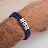 Blau Segeltau Armband mit Ringgravur - OTANTO