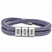 Grau Segeltau Armband mit Ringgravur - OTANTO