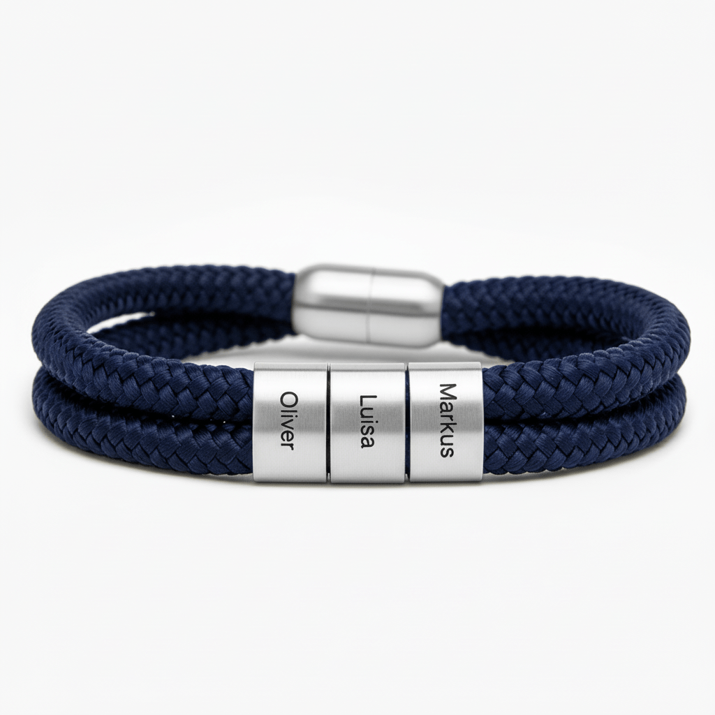 Grau Segeltau Armband mit Ringgravur - OTANTO