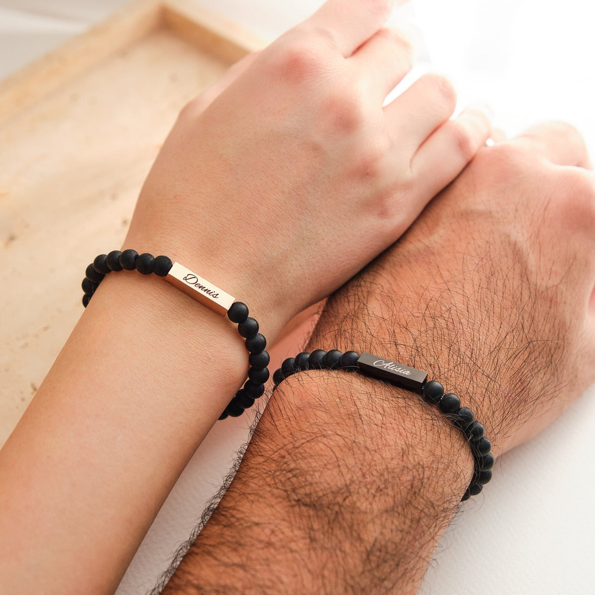 ID Perlen Partnerarmband mit Gravur - OTANTO
