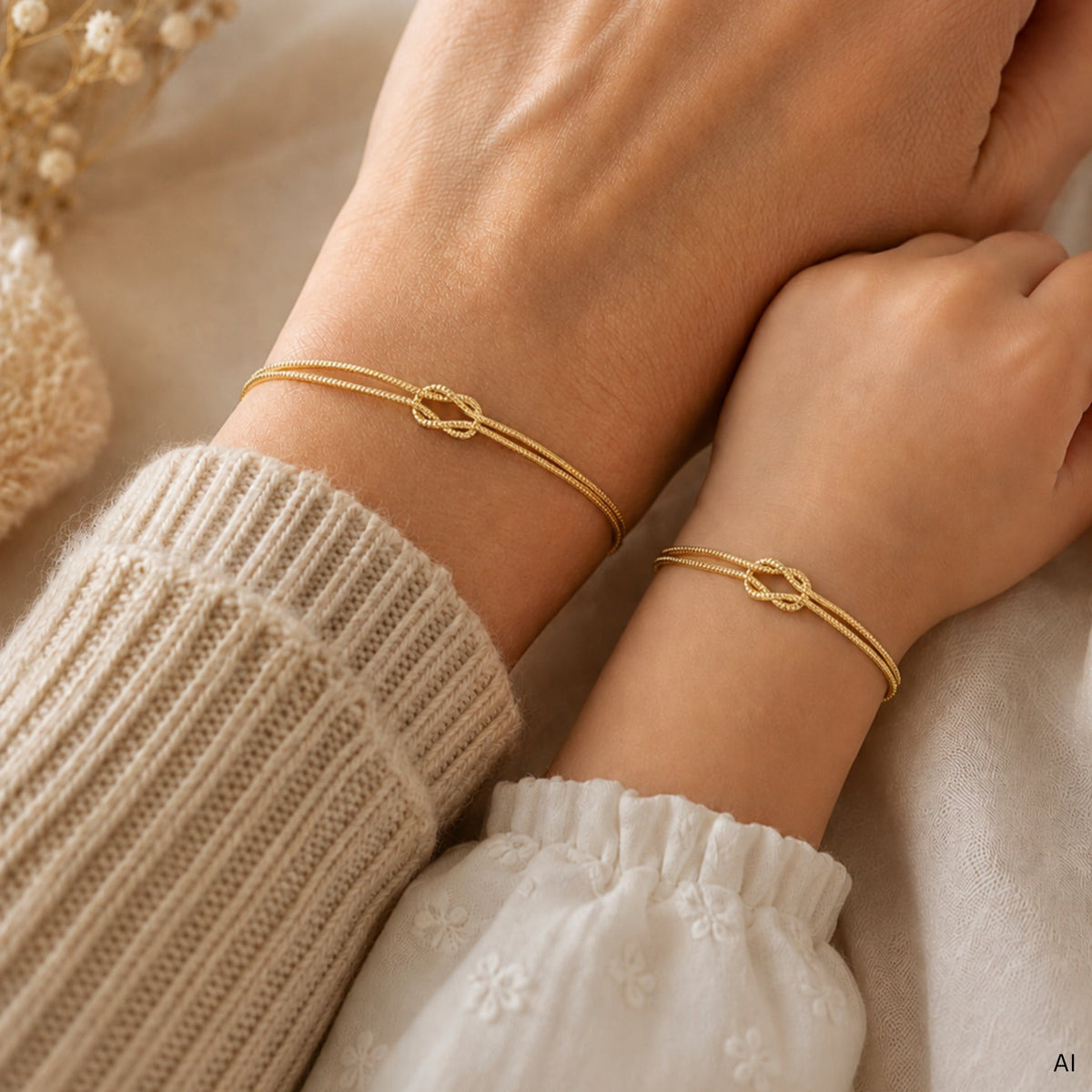 Mutter-Kind Knoten Armband Set - OTANTO