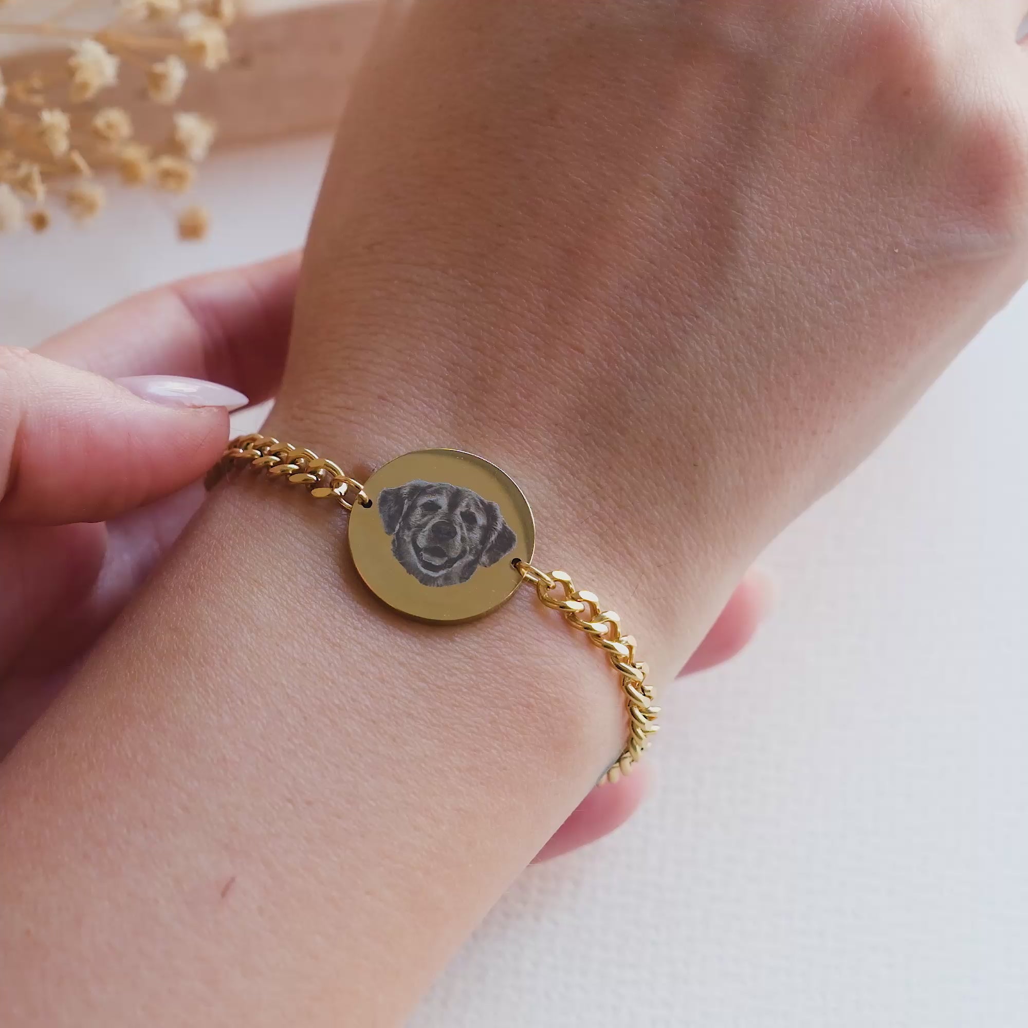 Huisdier fotogravure armband dames