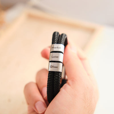 Schwarz Segeltau Armband mit Ringgravur - OTANTO