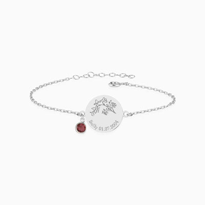 Geburtsblumen Armband mit Monatsstein - Otanto